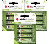 12 x SOLAR GARDEN LIGHT AGFA AA 800mAh RECHARGEABLE BATTERIES 1.2V NiMh
