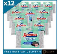 12 x SPONTEX BRILLIANT NON-SCRATCH SCOURER PADS FOR WASHING UP DISH CLEANING PAD