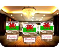 12 x St David's Day Welsh Dragon STAND UP Edible Wafer or Icing Cupcake Toppers Wales Party Cake Decorations Perfect For Brownies Cookies Muffins & More! (Edible Wafer Card)