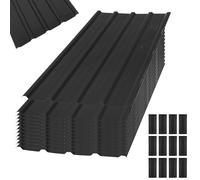 12 x Trapezoidal Sheet Metal Panels, 7 m², 110 x 45 cm,Galvanized Metal,rust-resistant,Weather-Resistant Profiled Sheet metal,Roofing sheets,Corrugated Iron, Roof panels for Ssheds,Carports (Black)