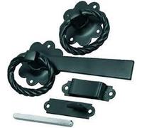 12 x Twisted Rings GATE LATCHES Black Powder Coated Steel 150mm (6 inch)
