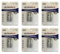 12 X Ultramax Aaa Lithium Batteries 1.5V Lr03 L92 (6 Packs Of 2)
