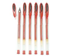12 X UNI-BALL SIGNO UM-120 GEL INK ROLLER BALL PEN - 0.7mm Fine - Red