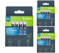 12 x UNIROSS AA 2700mAh NiMH Rechargeable Batteries Pre Charged - LR06 HR06 ACCU