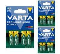 12 x VARTA AA 2100mAh NiMH Rechargeable Batteries 1.2V Pre-Charged LR06 R6 LR6