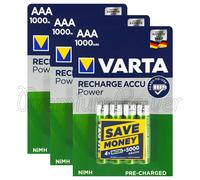 12 x Varta AAA 1000mAh batteries Rechargeable Ni-MH 1.2V HR03 Micro Accu Power