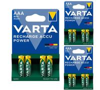 12 x VARTA AAA 800mAh NiMH Rechargeable Batteries 1.2V Charged DECT Solar LR03