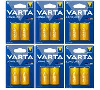 12 x VARTA C Long Life Alkaline Batteries - LR14 R14 MX1400 AM2 E93 MN1400 BABY