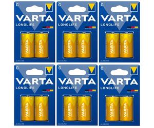 12 x VARTA C Long Life Alkaline Batteries - LR14 R14 MX1400 AM2 E93 MN1400 BABY
