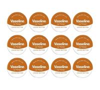 12 x Vaseline Cocoa Butter Lip Therapy 20g Tin - Original, Aloe Vera, Cocoa Butter & Rosy Lips, Intensive Moisturising Lip Balm for Dry Lips, Pocket Size Petroleum Jelly Lip Care
