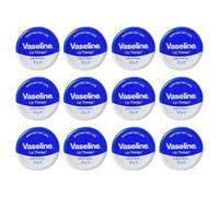 12 x Vaseline Lip Therapy Original 20g Tin - Classic Petroleum Jelly Lip Balm, Intensive Moisture Lock for Dry Lips, Pocket Size Everyday Lip Care