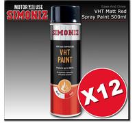 12 x Very High Temperature VHT Red Simoniz Aerosol Auto Car Spray Paint 500ml