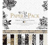 12”x12”Vintage Scrapbook Paper Pad - 27 Sheets Gold Foil Black Butterfly Origami Decoupage Patterned Kit Supplies for Art Journaling Wrapping Card Making Crafting Gift Photo Album