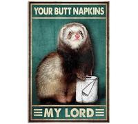 12"x16" Your Butt Napkins My Lord Poster Black-Footed Ferret Bathroom Toilet Metal Sign Wall Decor