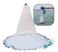 12 X24FT Fishing Net Nylon Mono Mesh Easy Throw Hand Casting 7.2m Sinkers