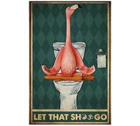 12"x8" Namaste Flamingo let That Sht Go Poster Tin Metal Sign Wall Art for Home Bathroom Decor