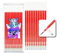 12 XXL Refills for Erasable Gel Pens, Also Compatible with Legami Red Tip 0.5. Bullet Stick for Writing in School, on Fabric and Leather Thermo-Erasable