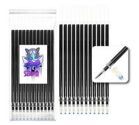 12 XXL Refills for Erasable Gel Pens, Compatible with Legami Black Tip 0.5. Bullet Stick for Writing, on Fabric and Leather Thermo-Erasable