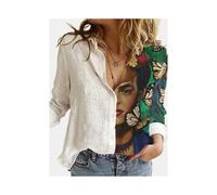 (12, XXL) Women Spring And Autumn Long Sleeve Polo Neck Fashion Print Loose Relaxed Comfortable Slim Elegant Commuter Popular Tops