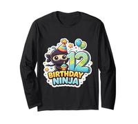 12 Year Old Birthday Ninja Boys Twelve 12th Party Twelfth Long Sleeve T-Shirt