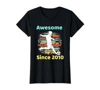 12 Year Old Soccer Player Awesome Since 2010 12th Birthday Value Graphic T-Shirt, Women, Black, L