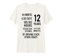 12 Years Married Funny 12th Wedding Anniversary Premium T-Shirt