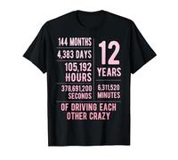 12 Years Married Funny 12th Wedding Anniversary T-Shirt, Men, Black, X-Large