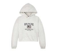(12 Years, White/Heather Marl) Tommy Hilfiger Girls Flag Drawstring Hoodie