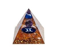 12 Zodiac Orgone Crystal Pyramid, Natural Amethyst Crystal Ball for Gemini Zodiac, 2" Orgone Healing Pyramid for Positive Energy Stress Reduce Healing Meditation Attract Wealth Lucky