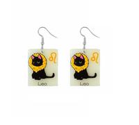 12 Zodiac Sign Black Funny Cat Earrings for Women Glowing In The Dark Kawaii Kitty Dangle Earrings Constellation Acrylic Cute Anime Cat Animal Lover Jewelry Astrology Charms Birthday Gifts, Middle