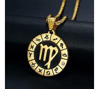 12 Zodiac SigNecklaces For WomeMe- Personality 12 Constellations Symbol ChaiNecklaces,Round Necklaces Jewelry ui