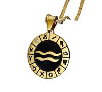 12 Zodiac SigNecklaces For WomeMe- Personality 12 Constellations Symbol ChaiNecklaces,Round Necklaces Jewelry ui