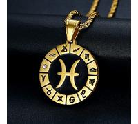 12 Zodiac SigNecklaces For WomeMe- Personality 12 Constellations Symbol ChaiNecklaces,Round Necklaces Jewelry ui