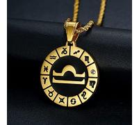 12 Zodiac SigNecklaces For WomeMe- Personality 12 Constellations Symbol ChaiNecklaces,Round Necklaces Jewelry ui