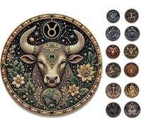 12 Zodiac Signs Pearl Art Kit, DIY Diamond Painting Kit for Adults | 20cm Round Constellation, Beginner Friendly Relaxing Craft, Horoscope Wall Decor Gift, Choose One of 12 Designs Taurus