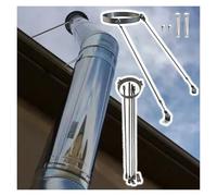 120 130 150 180 250mm Pipe Hanger Chimney Support Bracket, Weatherproof Solid Steel Roof Brace Holder for Stove Pipe/Flue/Drainage Tube, Side/Top Mount with Screws(Hoop Dia 178mm/7.0")