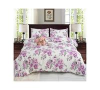 (120-2, King) 4 Piece Bedding Set - Soft Brushed Microfiber Duvet Cover, Fitted Sheet & Pillowcases - Madrid Printed Design - Available in Single, Double
