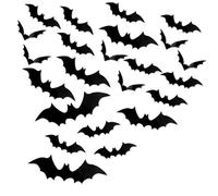 120 Black Bat Wall Decals, Halloween 3D Bat Stickers for Indoor and Outdoor Home Decor, DIY Wall Decal Window Door, Perfect for Halloween Party and Batman-Themed Events