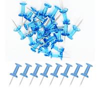 120 Blue Transparent Drawing Pins with Storage Box, Thumb Tacks for Cork, Notice and Bulletin Boards - Map Pins