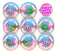 120 Bubblegum Scented Personalised Stickers - Bubble Buddies - Personalised 30 mm Scented Stickers - For Teachers Nursery Parents