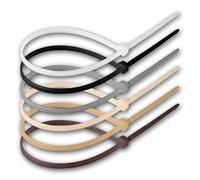 120 Cable Ties 300 mm x 4.8 mm Natural Colours Mix - 22 kg Load Capacity - UV-Resistant & Weatherproof - Self-Locking - Beige Brown Grey White Black - for Indoor & Outdoor Use