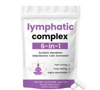 (120 Capsules) 6-in-1 Lymphatic Complex Drainage Supplement Dandelion Burdock Bromelain Kelp
