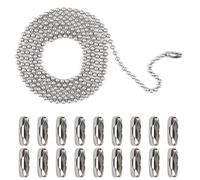 120" Ceiling Fan Pull Chain Extender - 3 PCS Stainless Steel Ball Chain with 20 Connectors, 3mm Diameter Beaded Ball Fan Light Extension Pull Chains for Light Fixtures, Lamp, Curtains, Dog Tags