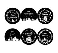 120 Christmas Stickers Diameter 4 cm, 10 Sheets with 6 Nordic Designs, Round Gift Stickers with Winter Village, Merry Christmas, Advent Magic and Merry Christmas for Gift Wrapping, Cards & DIY