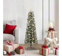 120 cm Artificial Christmas Tree, Pre-Lit with 150 Warm White LED Strip Lights, Green PVC, Snow Flocked Lifelike Tips, Modern Cone-Shaped Design, USB Powered, Indoor/Sheltered Outdoor Use