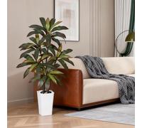 120 cm Artificial Dracaena Tree, Artificial Plant with Real Feeling Leaves and Multicoloured Stems, Large Silk Plant for Indoor Use with Pot, for Decorating Your Home Office
