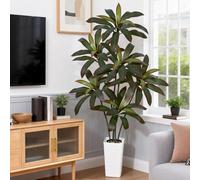 120 cm Artificial Dracaena Tree, Artificial Plant with Real Feeling Leaves and Multicoloured Stems, Large Silk Plant for Indoor Use with Pot, for Decorating Your Home Office