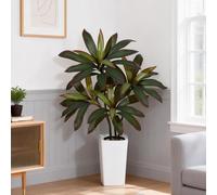 120 cm Artificial Dracaena Tree, Artificial Plant with Real Feeling Leaves and Multicoloured Stems, Large Silk Plant for Indoor Use with Pot, for Decorating Your Home Office