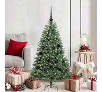 120 cm Artificial Hinged Christmas Tree, Green PVC & Metal, Pre-Lit with 150 Warm White LED Lights, Durable Reusable Holiday Decor for Indoor & Sheltered Outdoor Use, Sturdy Stand Included