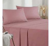 120 cm Double Bed Sheet Set - 3 Pieces Microfibre Bed Sheet - Fitted Sheet - Top Sheet - 1 Pillowcase 50 x 80 cm - Double Bed Sheets 120 x 190/200 cm Dark Pink
